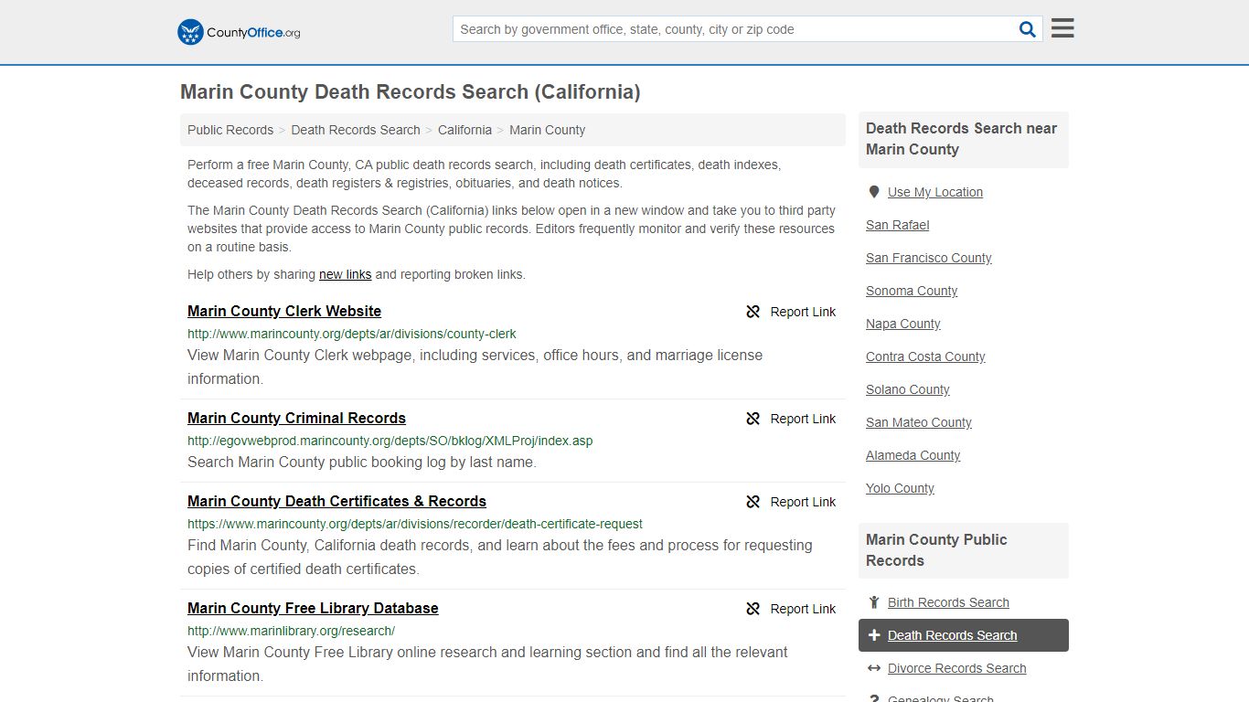 Death Records Search - Marin County, CA (Death ...