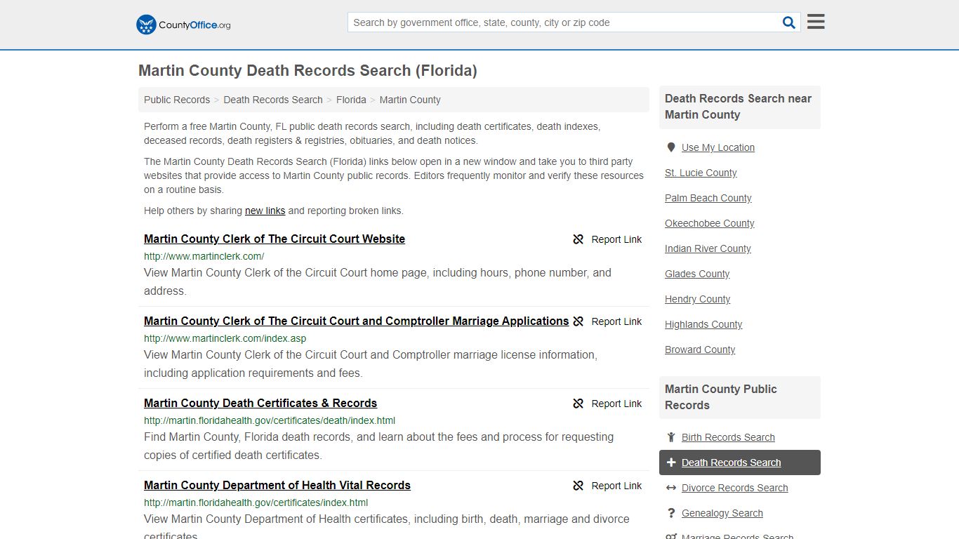 Death Records Search - Martin County, FL (Death ...