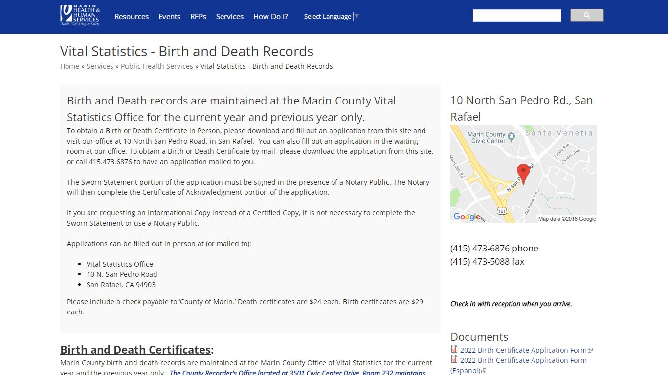 Vital Statistics - Birth and Death Records | Marin Health ...